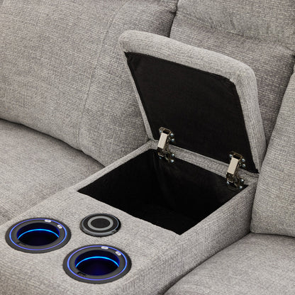 Siyara Fabric Electric Recliners Sofa - Grey With Cupholders-Cooling Cup-Holders/Bluetooth Speakers/Wireless Charging/USB Charging Ports/Storage