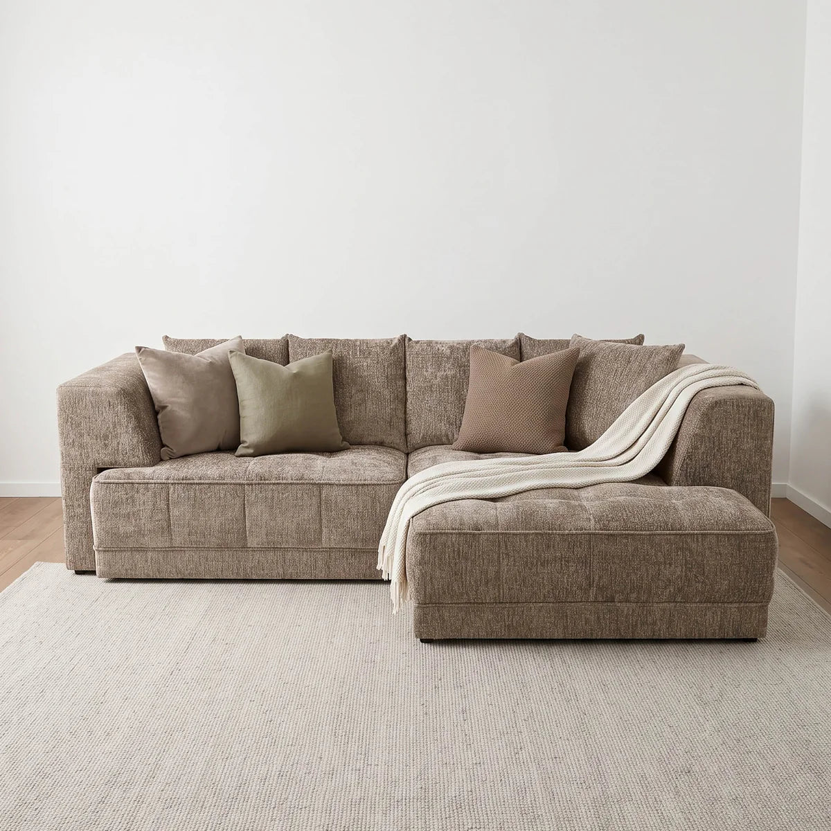 Brooklyn Electric Storage Right Hand Sofa Bed - Mushroom Pre-Order