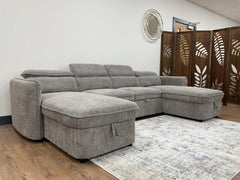 Capri U Shape Sofa Bed With Storage – Grey – Pull Out Sleeper