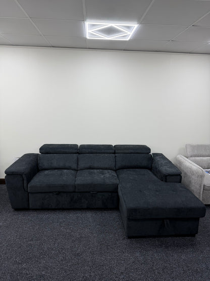 Alaya Storage L Shape Sofa Bed - Black