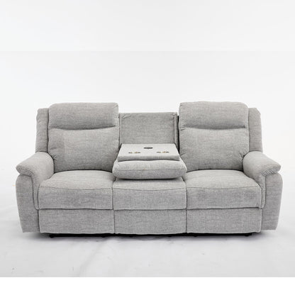 Siyara Fabric Electric Recliners Sofa - Grey With Cupholders-Cooling Cup-Holders/Bluetooth Speakers/Wireless Charging/USB Charging Ports/Storage