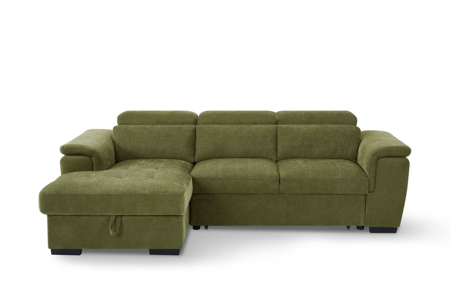 Alaya Storage L Shape Sofa Bed - Olive Green