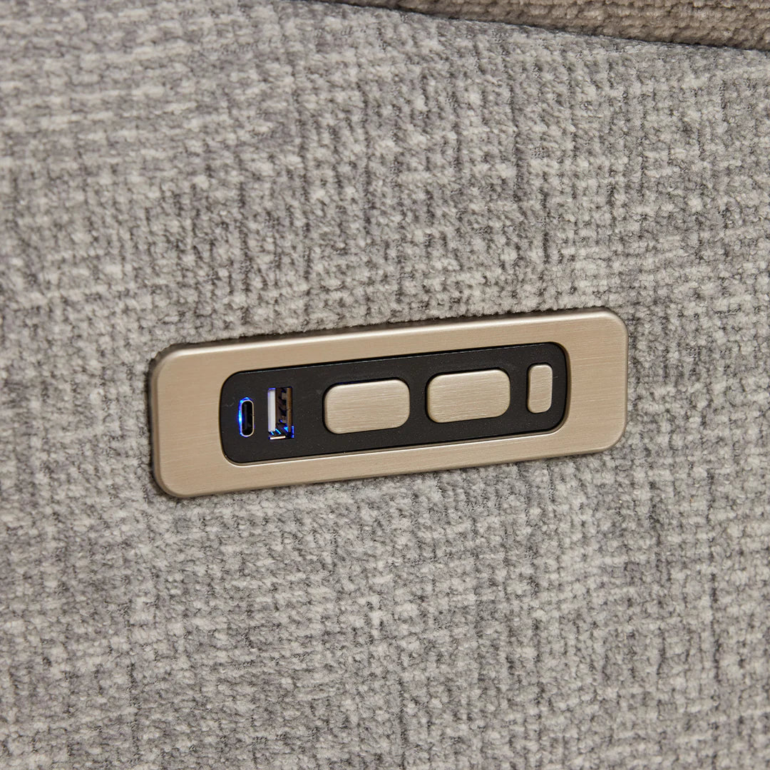 Siyara Fabric Electric Recliners Sofa - Grey With Cupholders-Cooling Cup-Holders/Bluetooth Speakers/Wireless Charging/USB Charging Ports/Storage