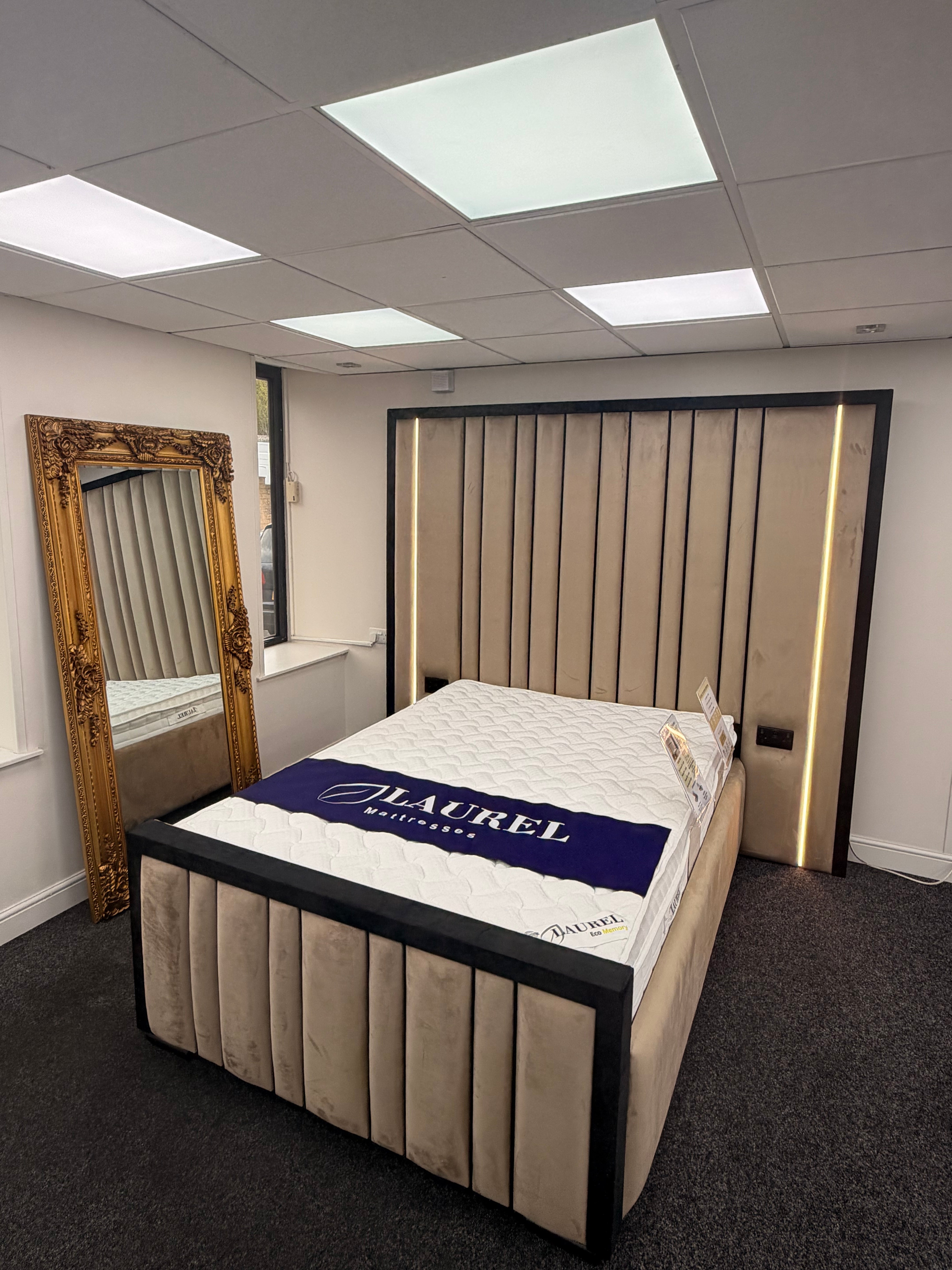 Conrad LED Dimmable Light Bed Frame | Sockets Optional