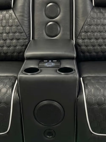 Tuscany 3+2 Electric Entertainment Recliner Sofa - Black