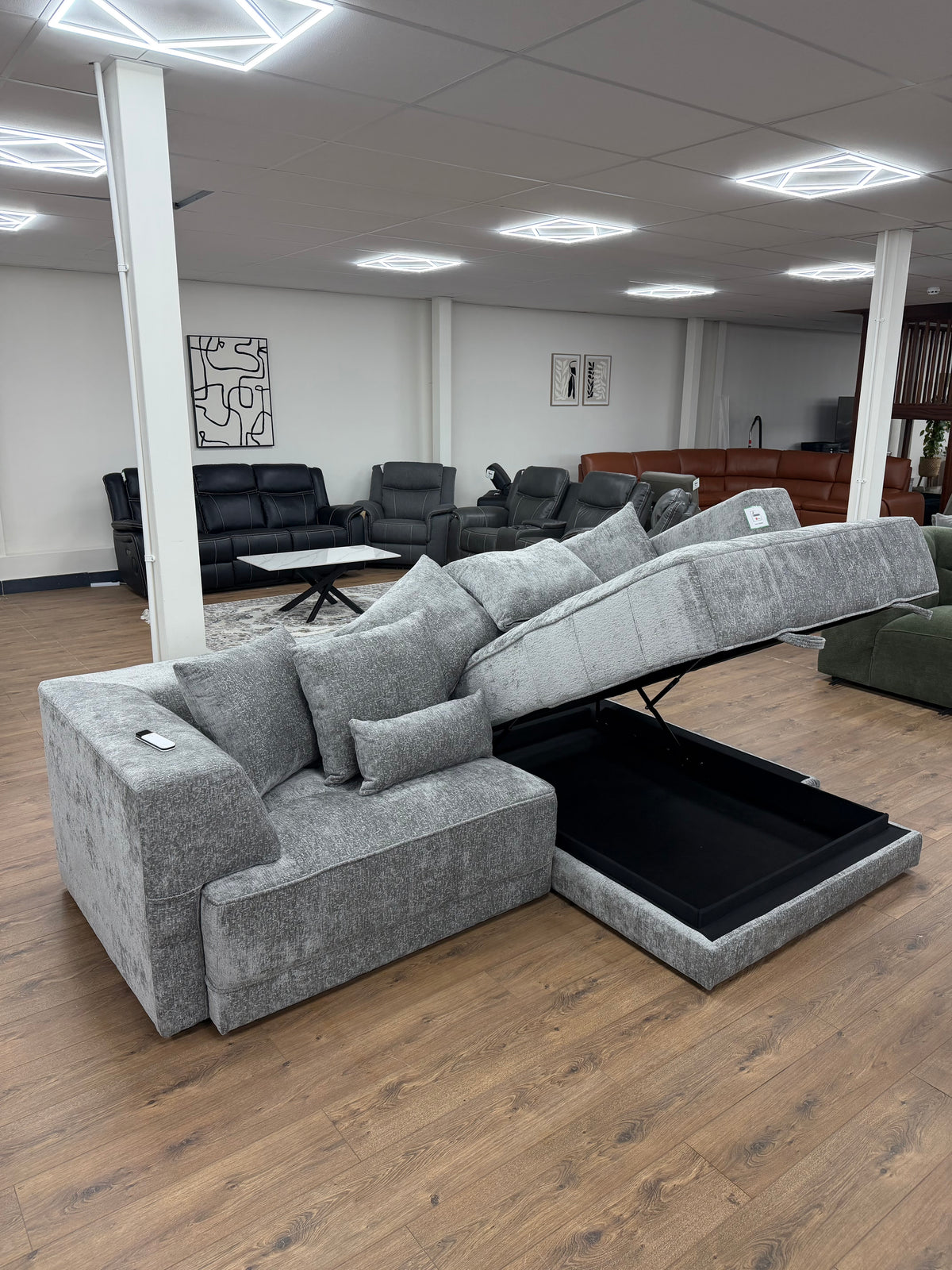 Brooklyn Electric Storage Right Hand Sofa Bed - Silver