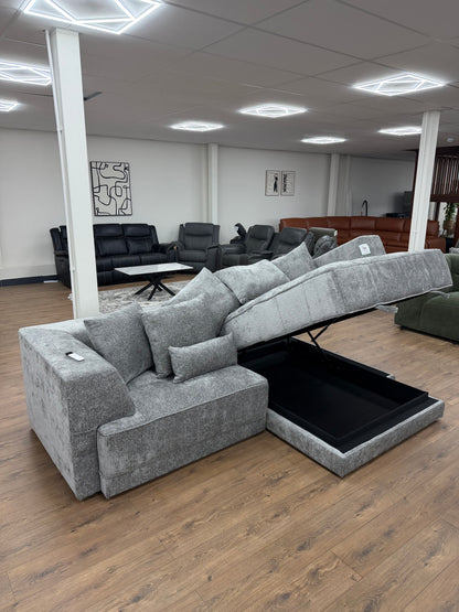 Brooklyn Electric Storage Right Hand Sofa Bed - Silver