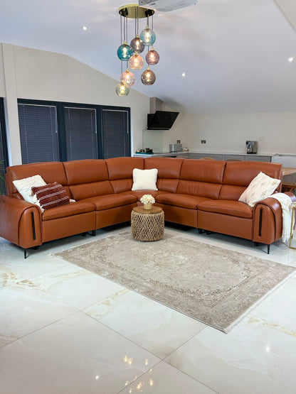 Resillience Power Electric Corner Sofa - Tan Leather