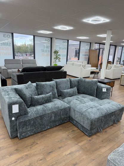 Brooklyn Electric Storage Right Hand Sofa Bed - Charcoal