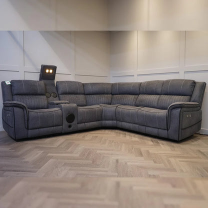 Geneva Pro Fabric Electric Recliner Corner Sofa - With Cooling Cup-Holders