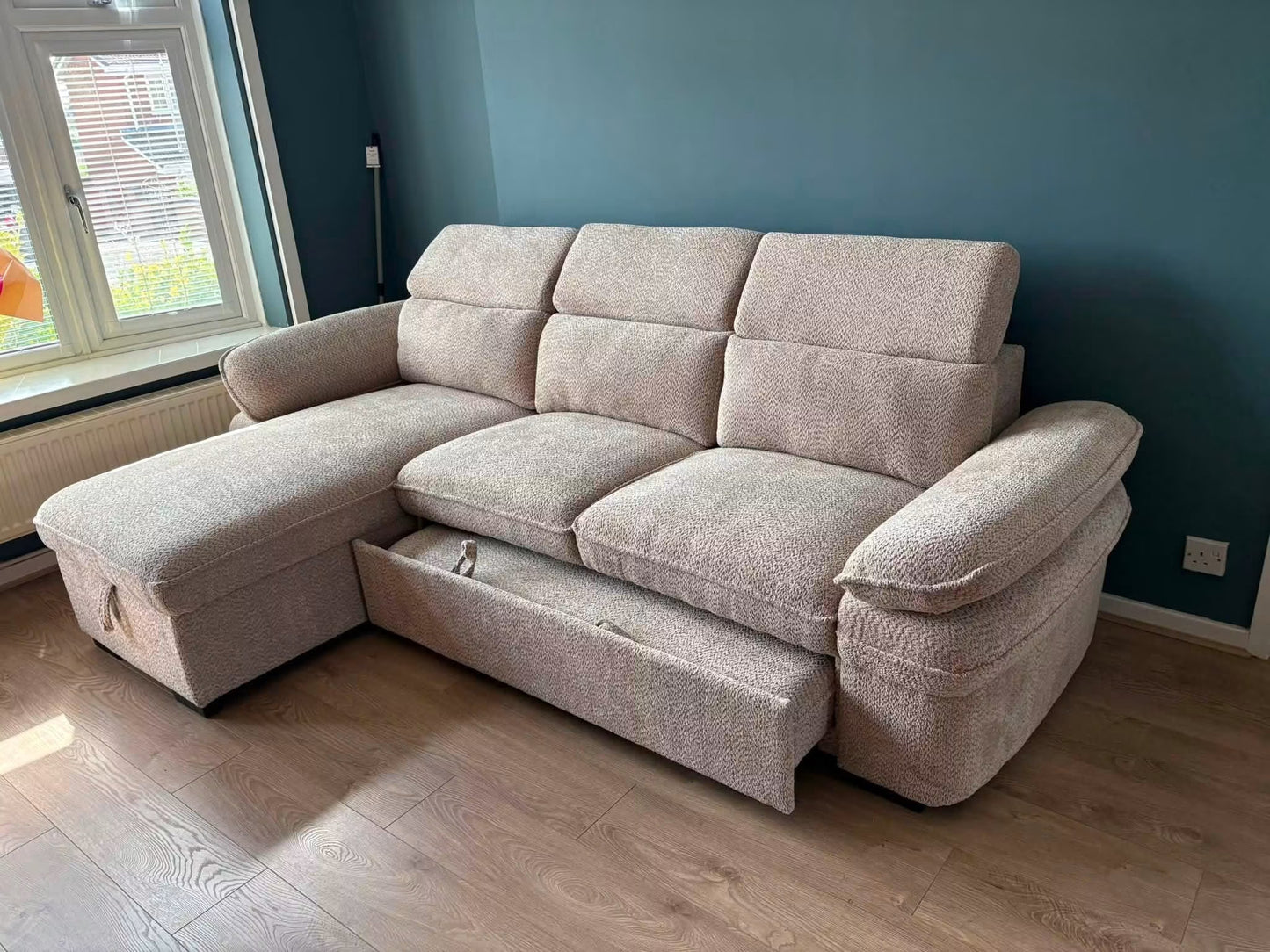 Hudson Universal Corner Storage Sofa Bed - Beige