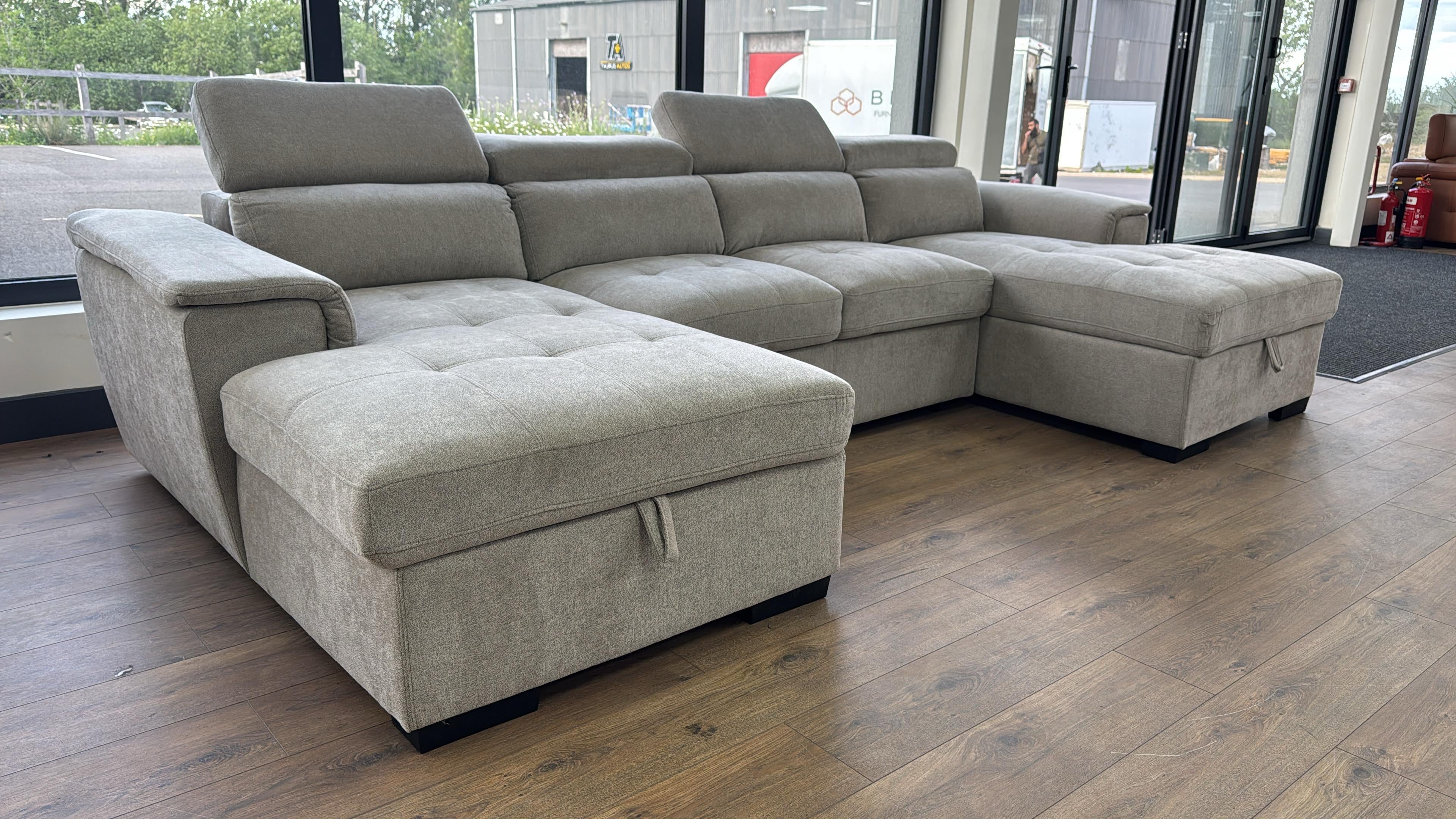 Alaya Storage U Shape Sofabed - Beige