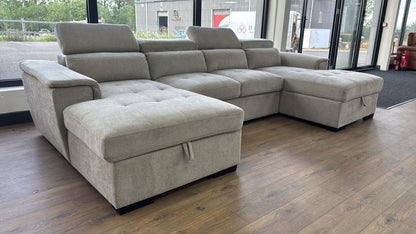Alaya Storage U Shape Sofabed - Beige