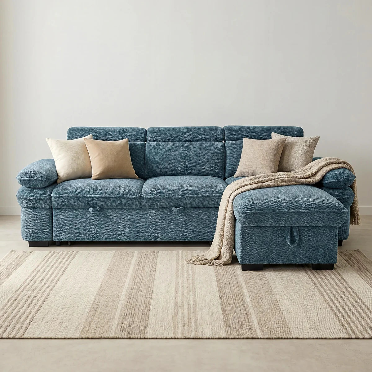 Hudson Universal Corner Storage Sofa Bed - Blue
