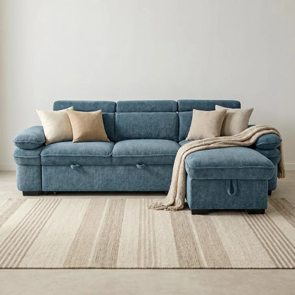 Hudson Universal Corner Storage Sofa Bed - Blue