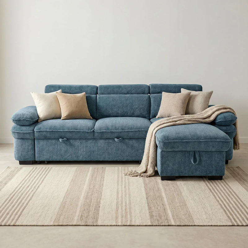 Hudson Universal Corner Storage Sofa Bed - Blue