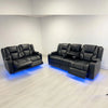 Orlando 3+2 Electric Recliner Leather Sofa - Black