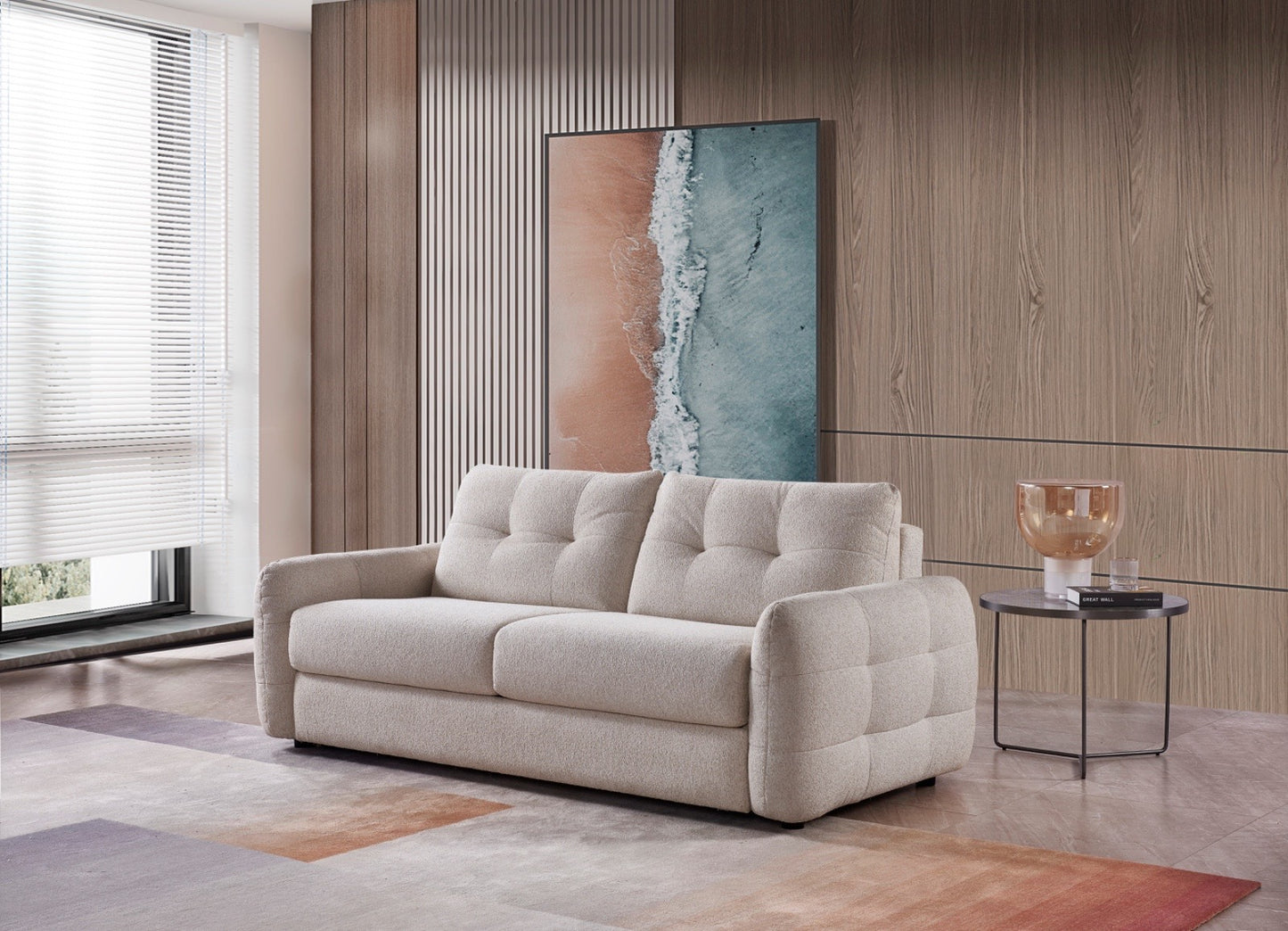 Athens 3 Seater Sofabed - Beige ( Free Mattress )