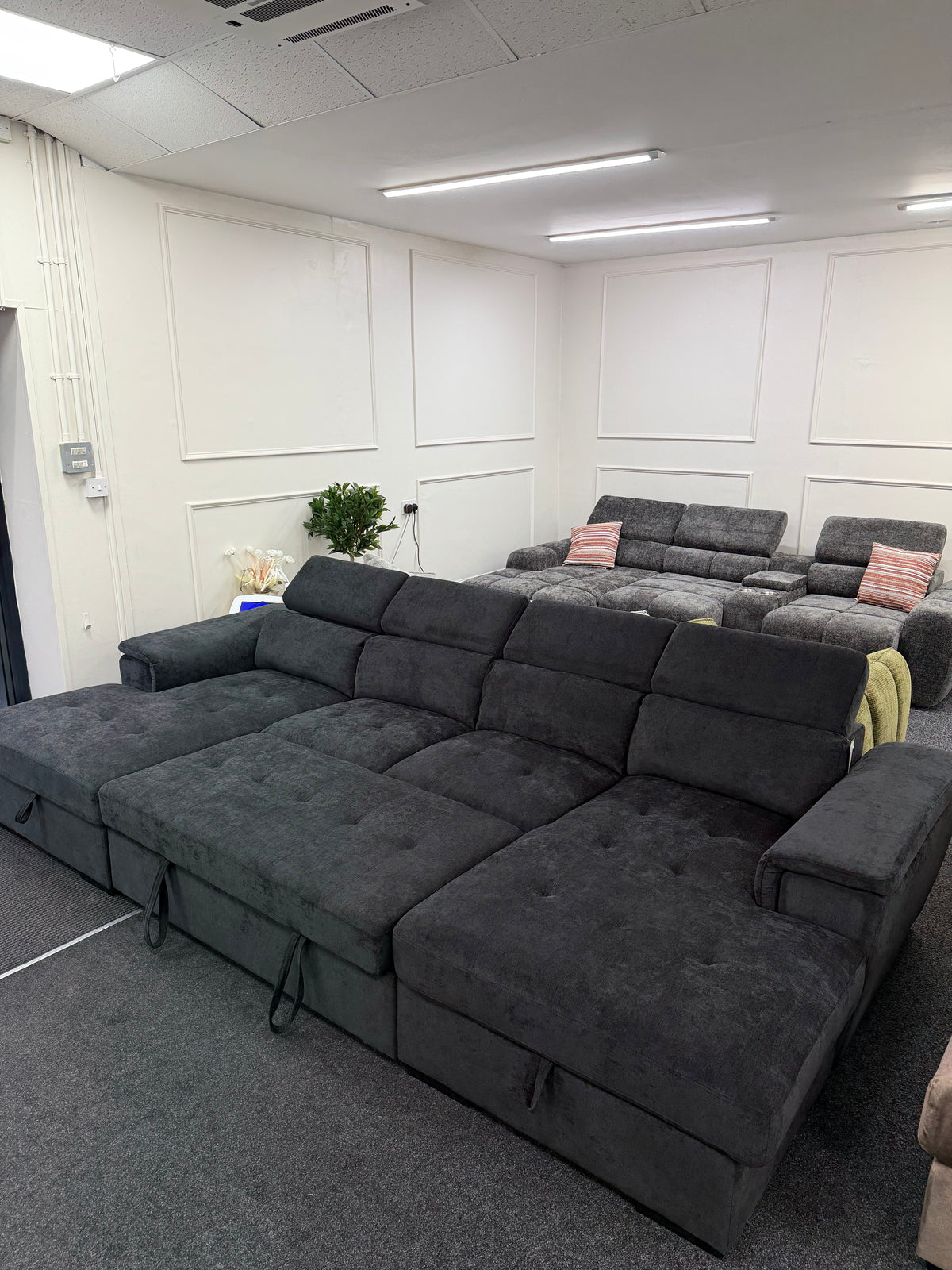 Alaya Storage U Shape Sofabed - Black