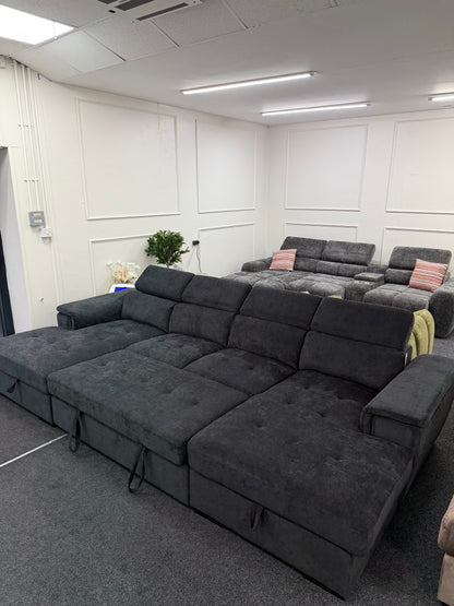 Alaya Storage U Shape Sofabed - Black