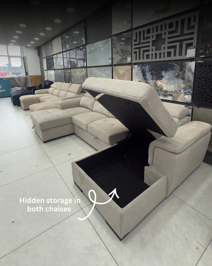 Alaya Storage U Shape Sofabed - Beige