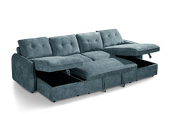 Moscow U Shaped Storage Sofa Bed - Blue