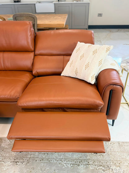 Resillience Power Electric Corner Sofa - Tan Leather