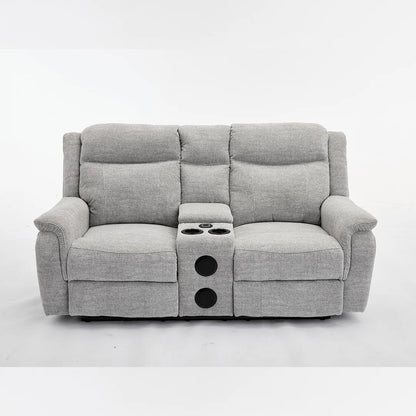 Siyara Fabric Electric Recliners Sofa - Grey With Cupholders-Cooling Cup-Holders/Bluetooth Speakers/Wireless Charging/USB Charging Ports/Storage