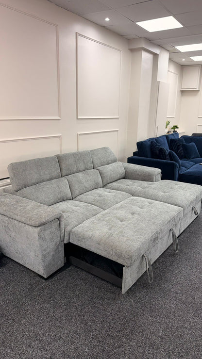 Alaya Storage L Shape Sofa Bed - Grey