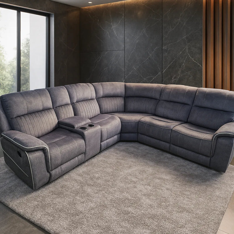 Hannah Electric Recliner Corner Sofa | Micro Fibre Fabric