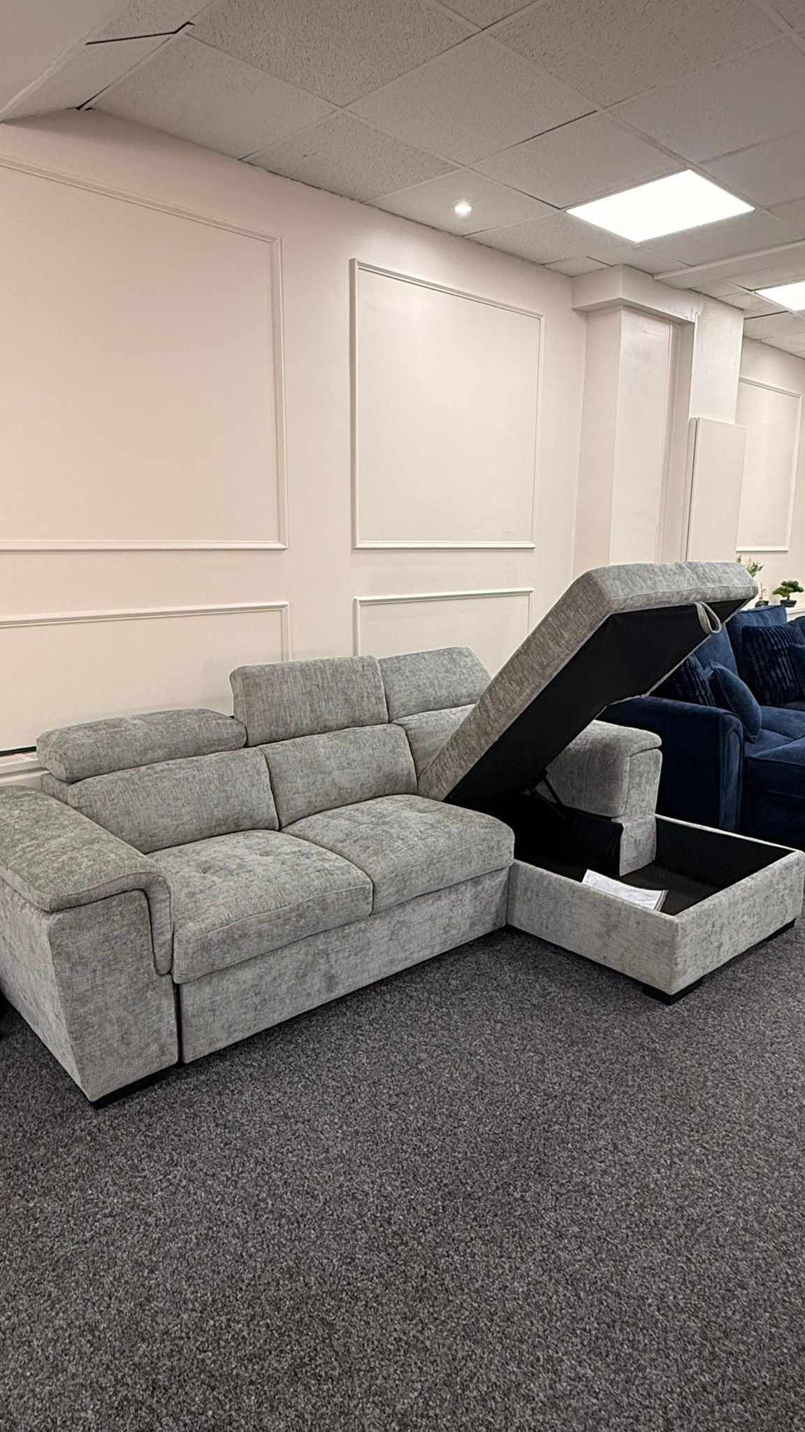 Alaya Storage L Shape Sofa Bed - Grey