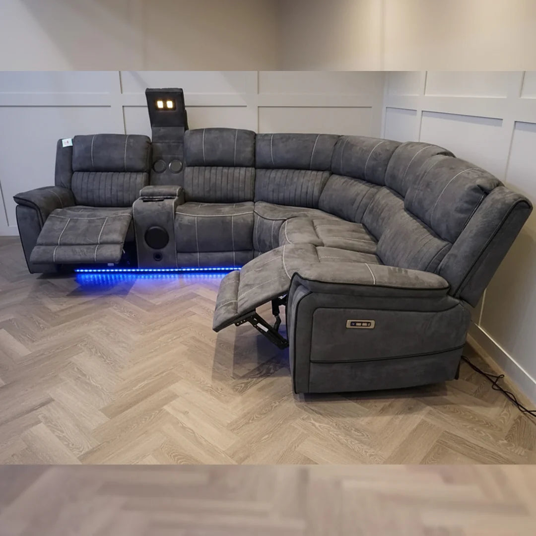 Geneva Pro Fabric Electric Recliner Corner Sofa - With Cooling Cup-Holders
