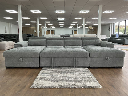Alaya Storage U Shape Sofabed - Grey
