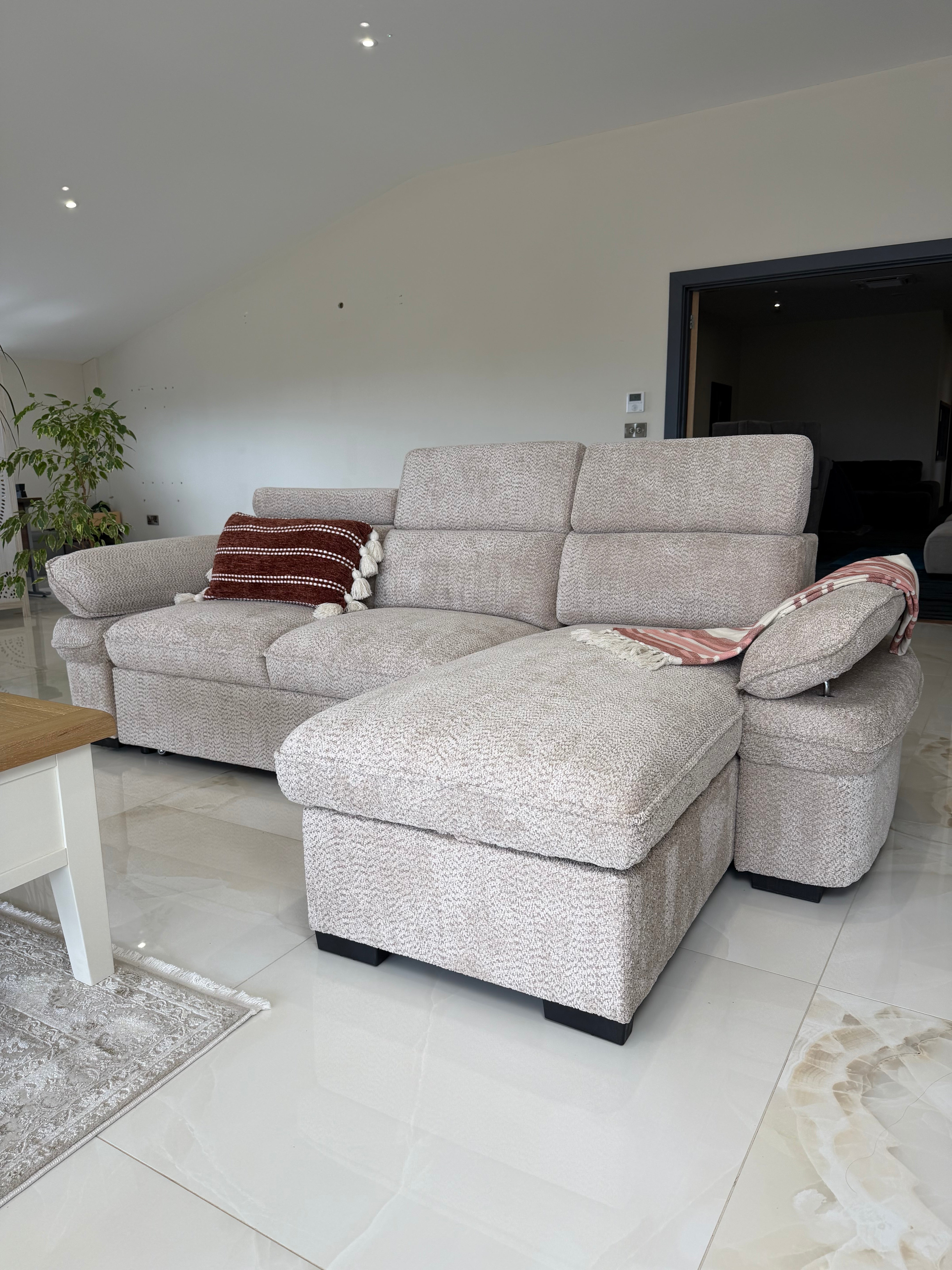 Hudson Universal Corner Sofa Bed - Beige