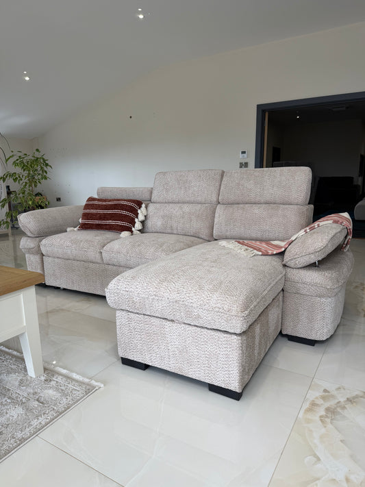 Hudson Universal Corner Sofa Bed - Beige