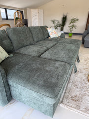 Moscow U Shaped Storage Sofa Bed - Olive