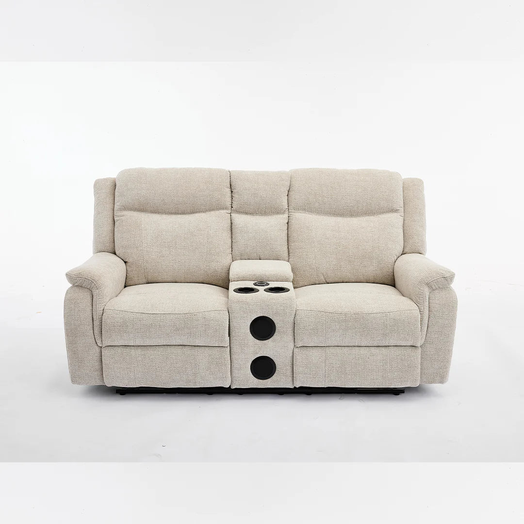 Siyara Fabric Electric Recliners Sofa - Beige With Cupholders-Cooling Cup-Holders/Bluetooth Speakers/Wireless Charging/USB Charging Ports/Storage
