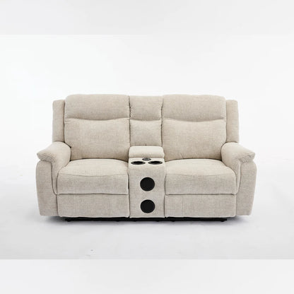 Siyara Fabric Electric Recliners Sofa - Beige With Cupholders-Cooling Cup-Holders/Bluetooth Speakers/Wireless Charging/USB Charging Ports/Storage