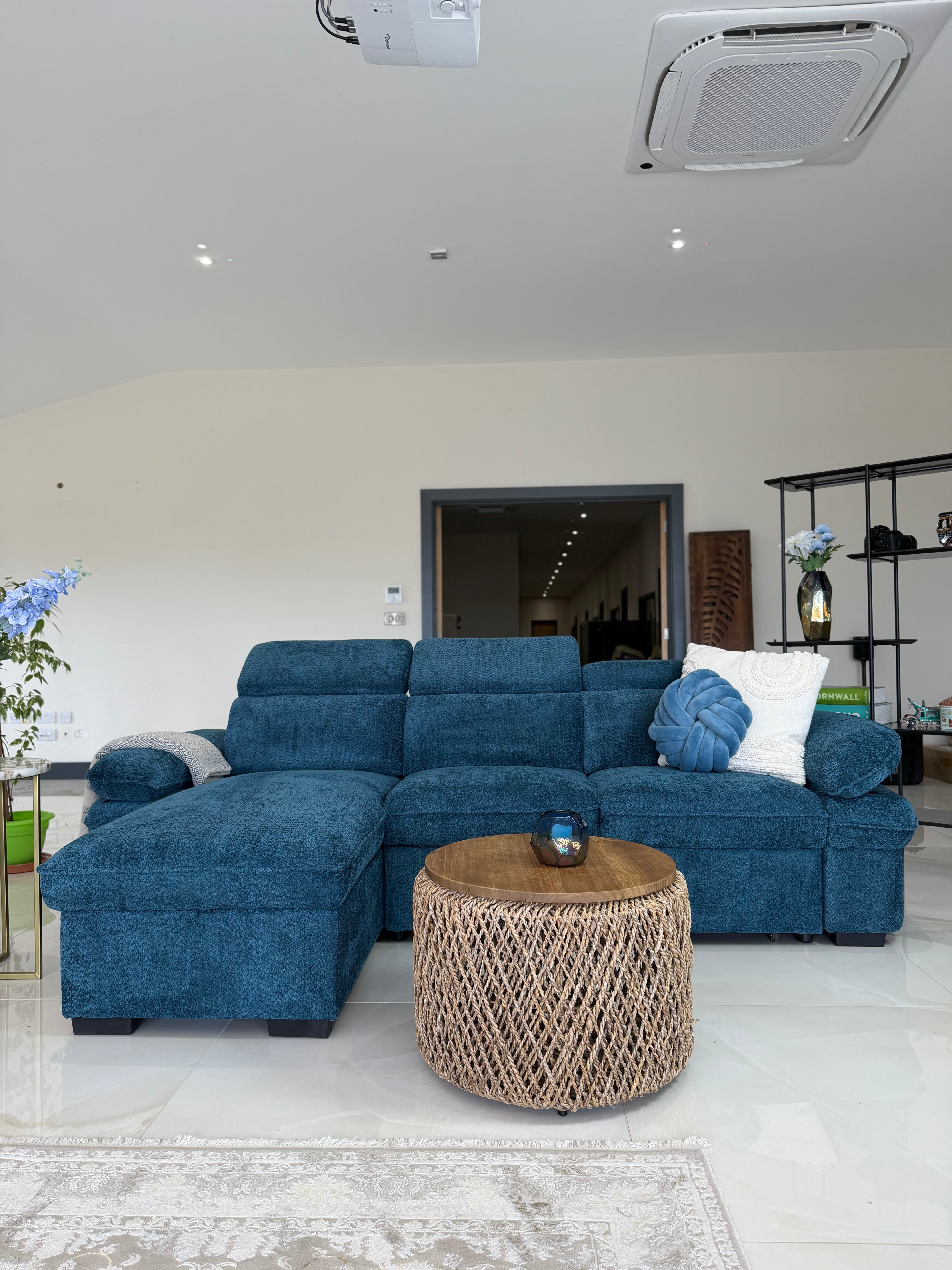 Hudson Universal Corner Sofa Bed - Blue
