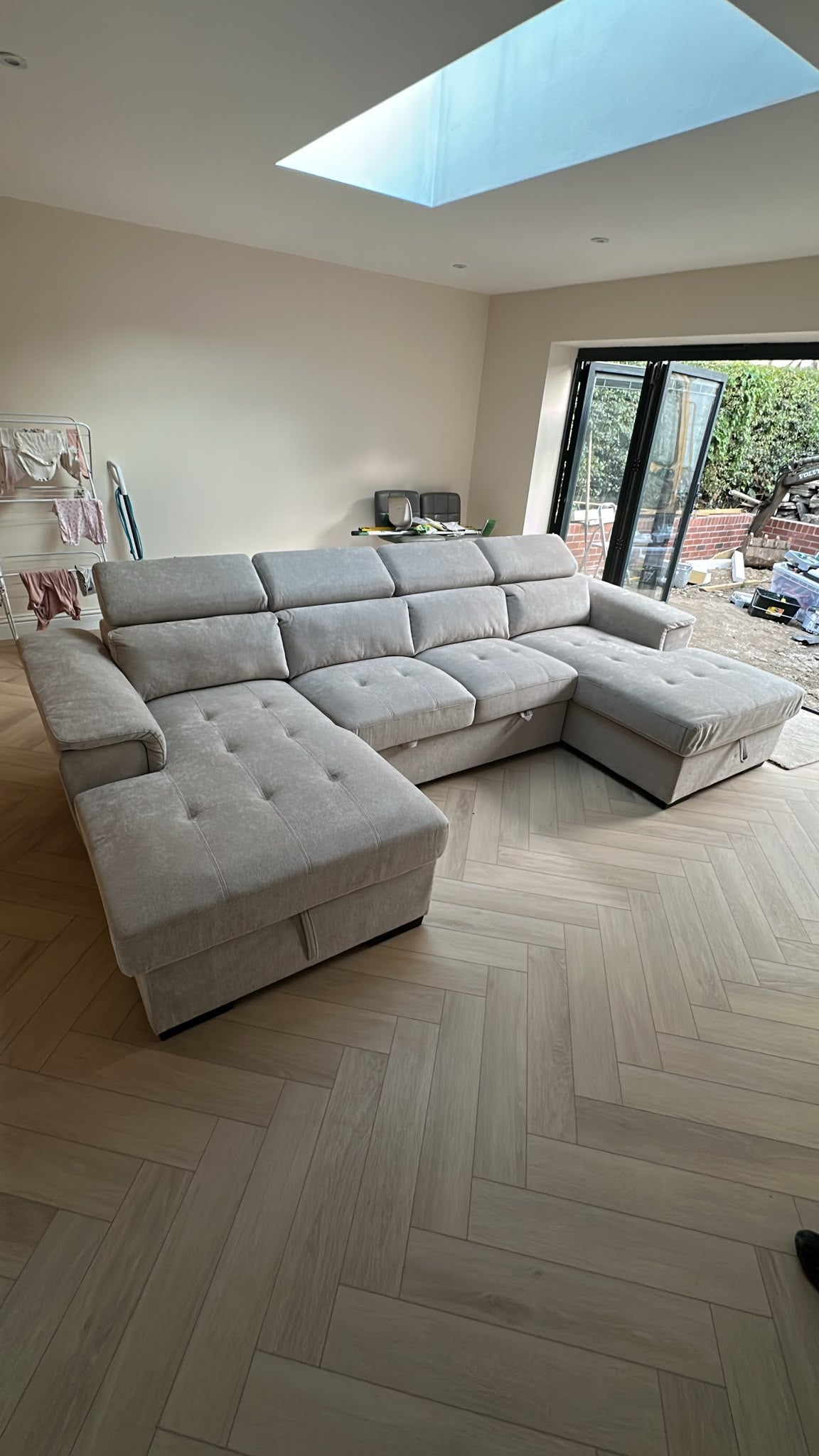 Alaya Storage U Shape Sofabed - Beige