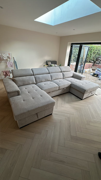Alaya Storage U Shape Sofabed - Beige
