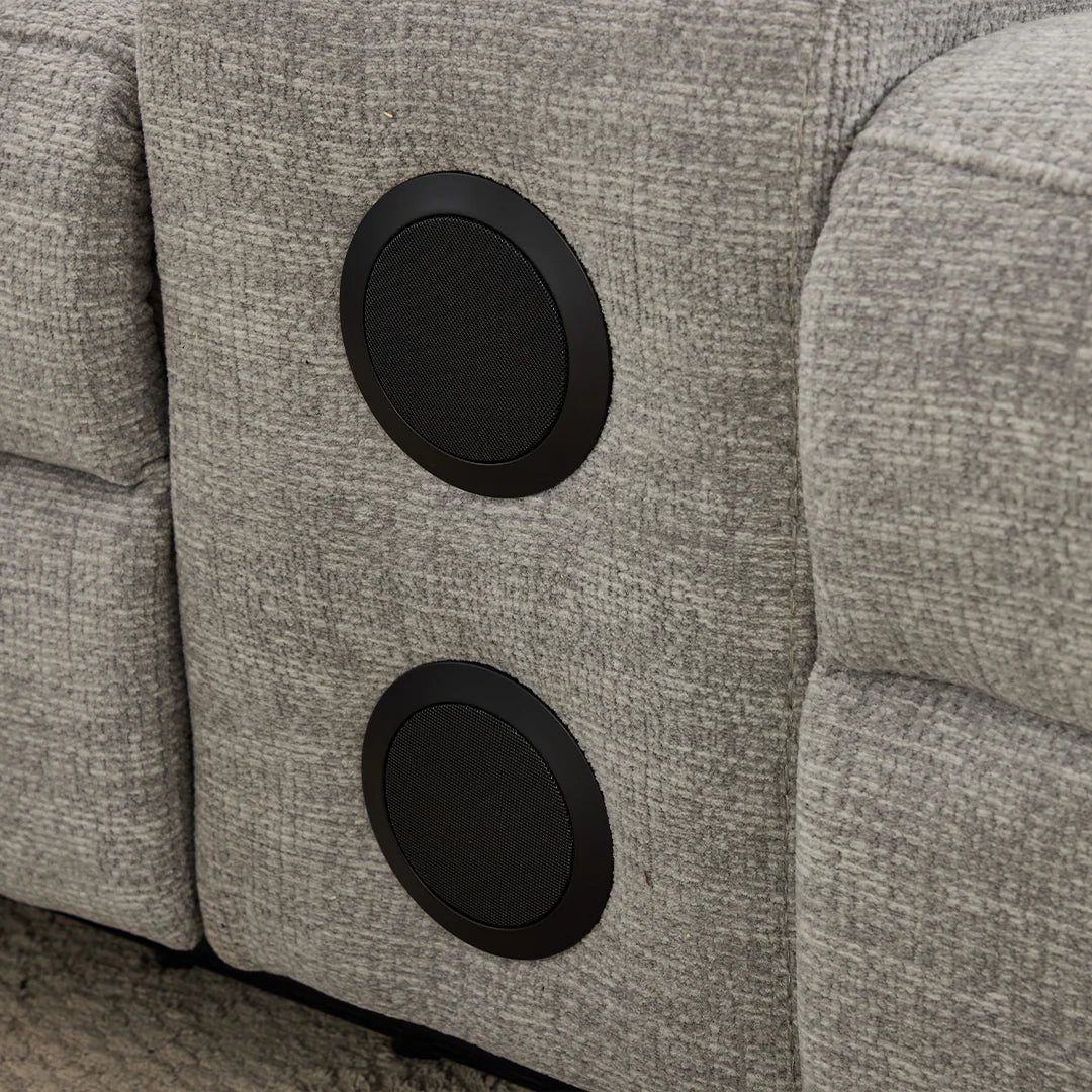 Siyara Fabric Electric Recliners Sofa - Grey With Cupholders-Cooling Cup-Holders/Bluetooth Speakers/Wireless Charging/USB Charging Ports/Storage