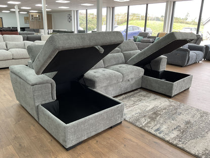 Alaya Storage U Shape Sofabed - Grey