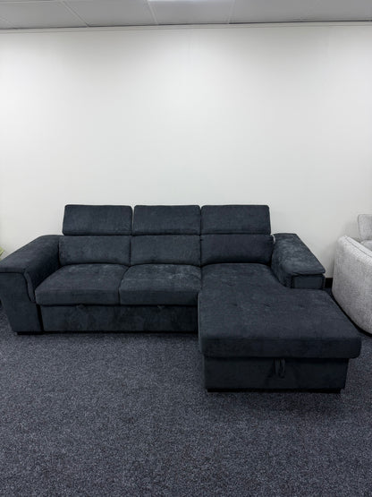 Alaya Storage L Shape Sofa Bed - Black