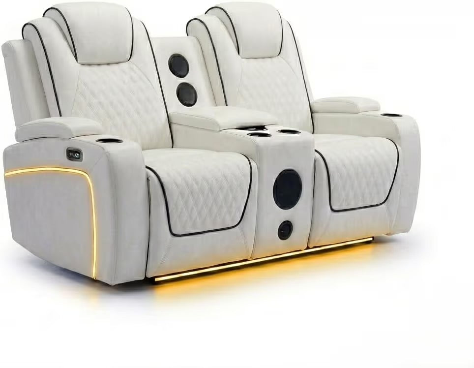 Tuscany 3+2 Electric Entertainment Recliner Sofa - Cream