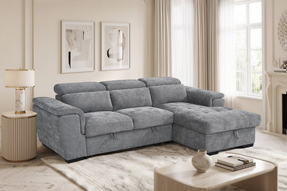 Alaya Storage L Shape Sofa Bed - Grey