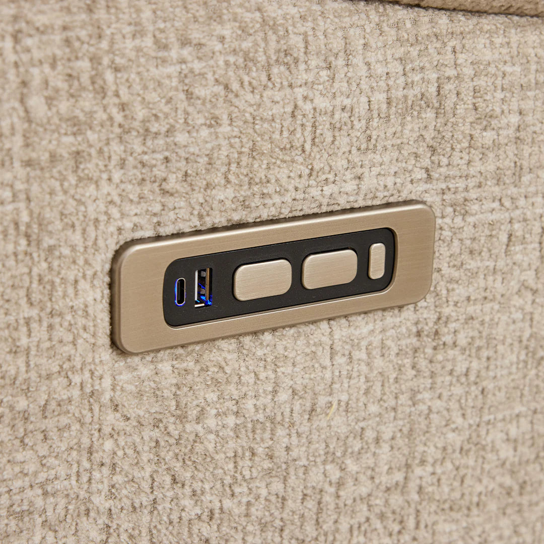 Siyara Fabric Electric Recliners Sofa - Beige With Cupholders-Cooling Cup-Holders/Bluetooth Speakers/Wireless Charging/USB Charging Ports/Storage