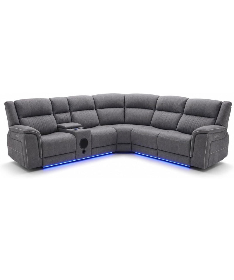 Hannah Entertainment Electric Recliner Corner Sofa | Micro Fibre Fabric