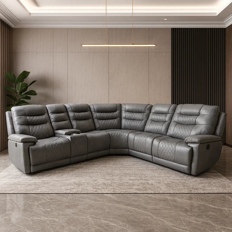 Halifax Leather Electric Recliner Corner Sofa Grey