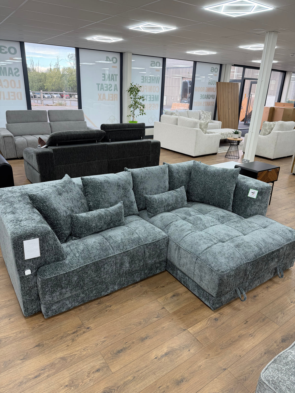 Brooklyn Electric Storage Right Hand Sofa Bed - Charcoal